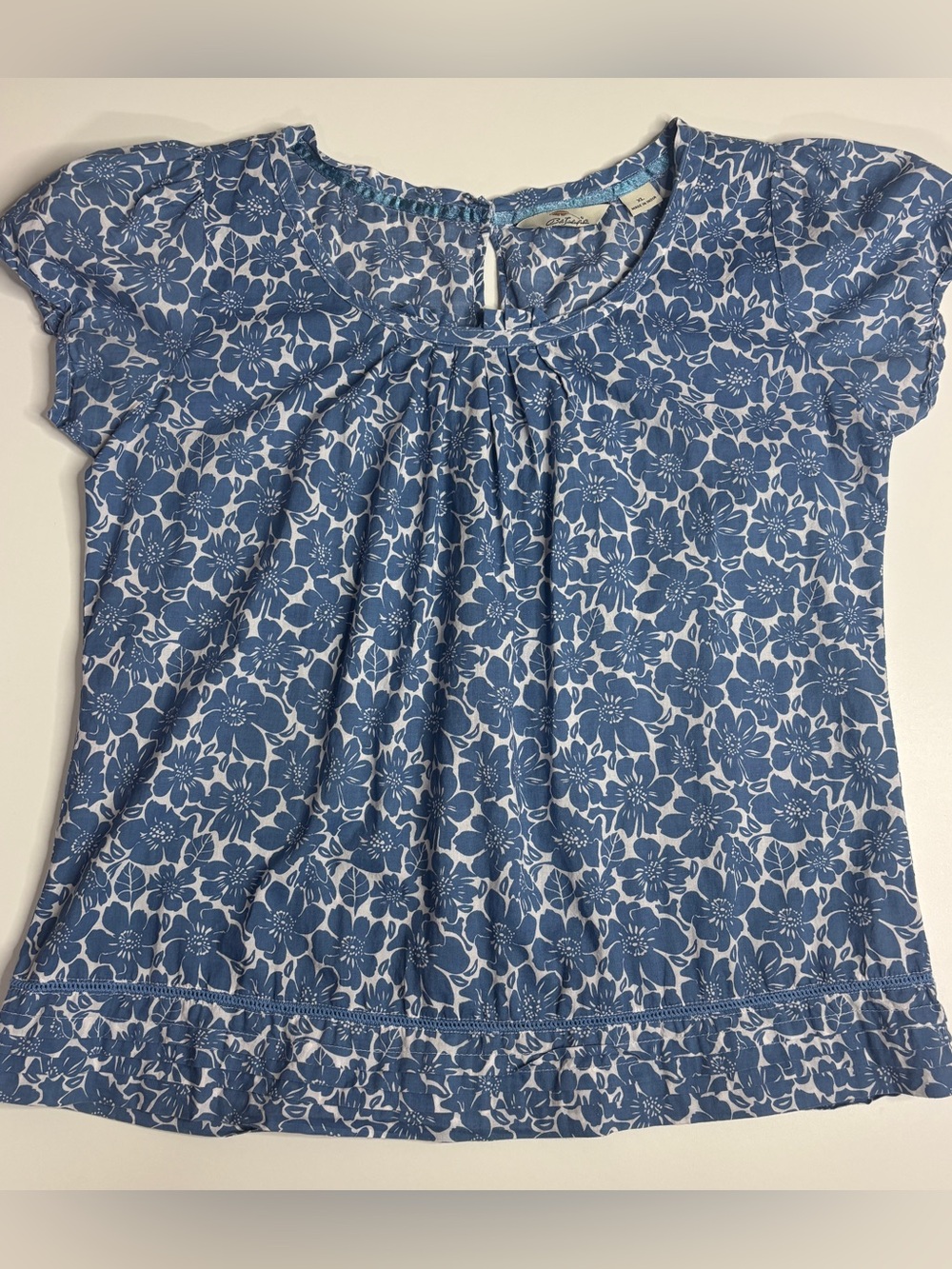 Bob Timberlake Blue Floral Cottagecore Peasant Blouse XL Boho Top